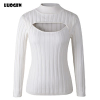 Japanese Anime Cosplay Open Chest Knitted Sweater Keyhole Women Sweaters and Pullovers Sexy Turtleneck Stripe Lolita Girls Knit