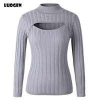 Japanese Anime Cosplay Open Chest Knitted Sweater Keyhole Women Sweaters and Pullovers Sexy Turtleneck Stripe Lolita Girls Knit