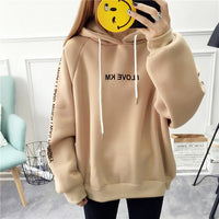 Bigsweety Women Autumn Thick Loose Sweatshirt Harajuku Letters Printed Casual Hooded Hoodies Pullover Female Thicken Coat New