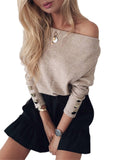 YELITE Sexy Off Shoulder Knitted Sweater Women Fashion Pullovers Knitwear Autumn Winter 2019 White jumper pull femme Plus Size