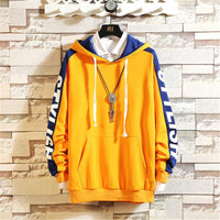 2019 Autumn Patchwork Hoodies Men Streetwear Sweatshirt Color Block Fashion Casual Long Sleeve Mens Hoodies Yellow DG48